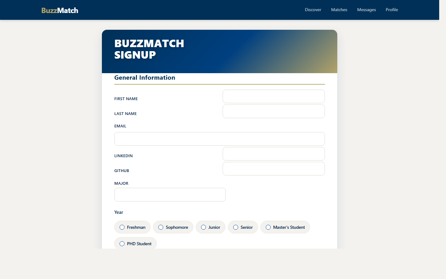 Signup form